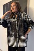 Zeta Otto Brushed Cotton Gingham Lace Shirt Mono /7=